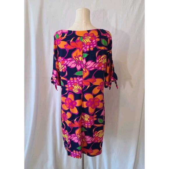 Trina Turk Vinet Floral Jersey Split Sleeve Pink Mini Dress Medium - Picture 6 of 7